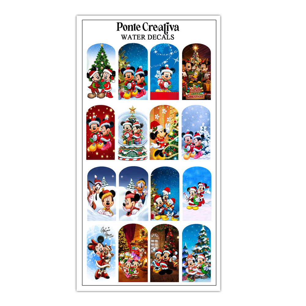 Christmas Mickey Water Decals (White Background)