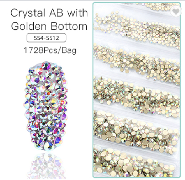 Ab Crystals Rhinestones Gold Bottom
