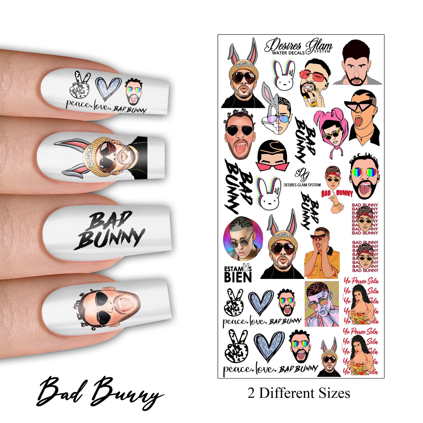 2 Bad Bunny Water decals Small to Med and Large