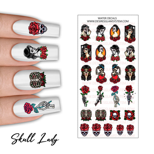 Skull Lady Water Decals