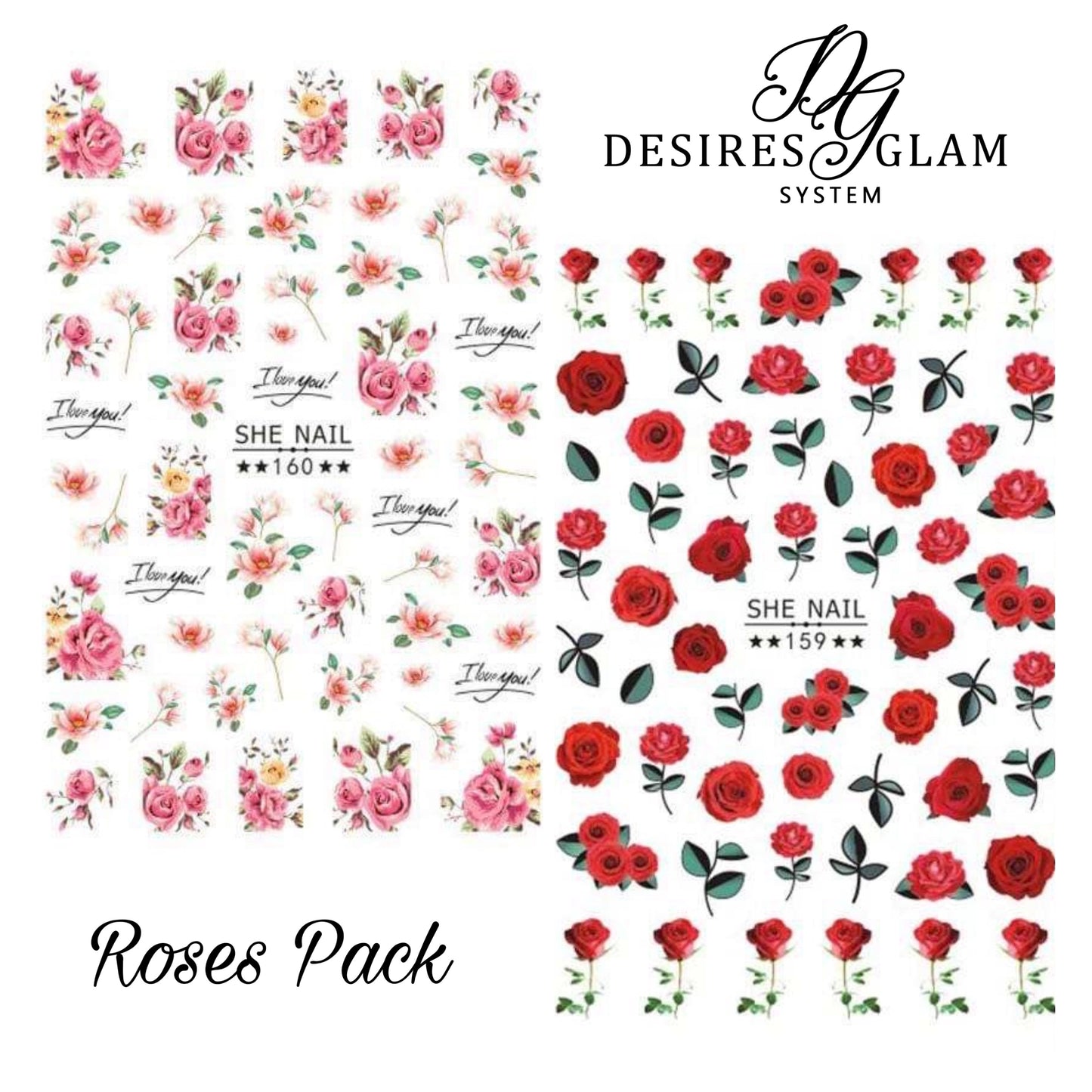 🌹Roses 2 Packs Nail Stickers