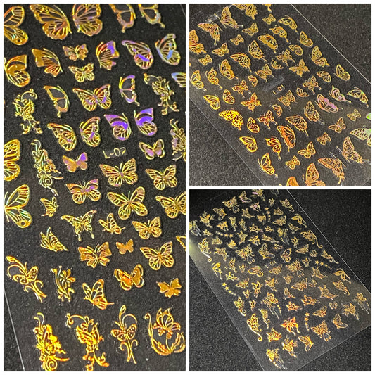 🦋Gold Holo Butterflies Nail Stickers 3 pkg