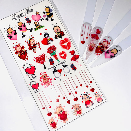 Cute Valentines Water decals (Large)