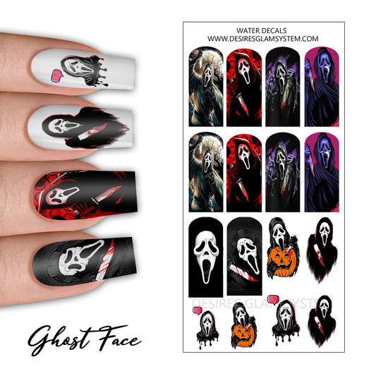 Ghost Face Halloween Water Decals