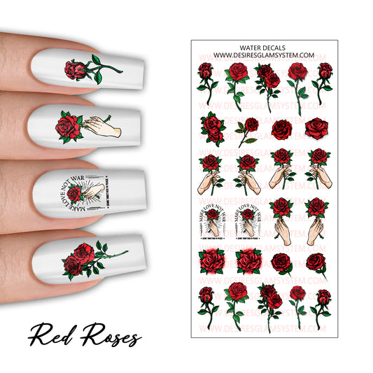 Red Roses Water Decals